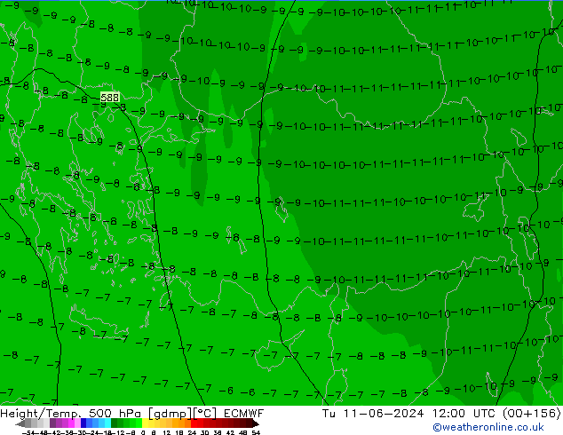 Height/Temp. 500 hPa ECMWF Ter 11.06.2024 12 UTC