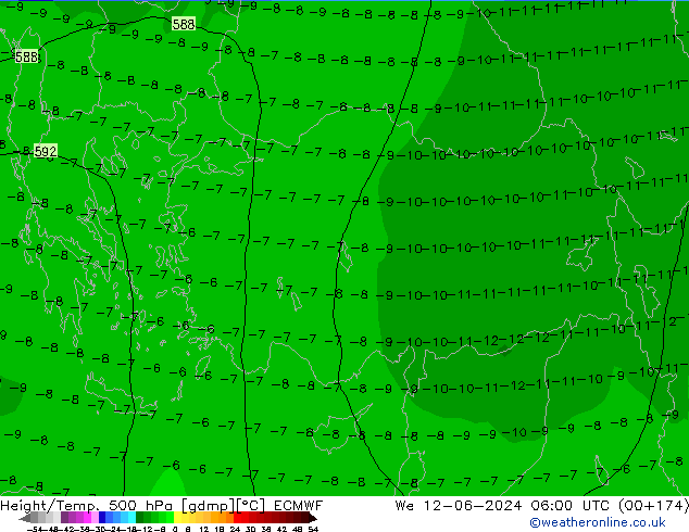 Z500/Regen(+SLP)/Z850 ECMWF wo 12.06.2024 06 UTC