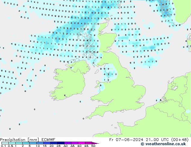 Precipitation ECMWF Fr 07.06.2024 00 UTC