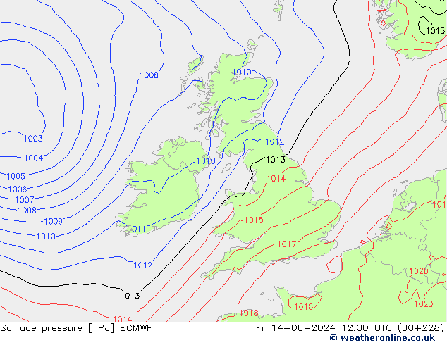 Pressione al suolo ECMWF ven 14.06.2024 12 UTC