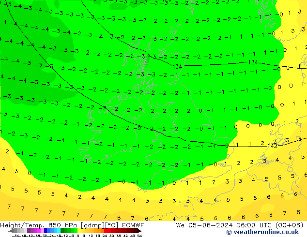 Z500/Rain (+SLP)/Z850 ECMWF We 05.06.2024 06 UTC