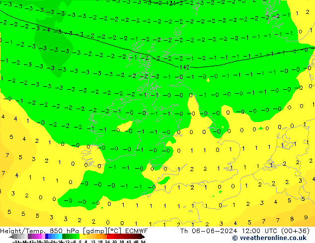 Z500/Rain (+SLP)/Z850 ECMWF jue 06.06.2024 12 UTC