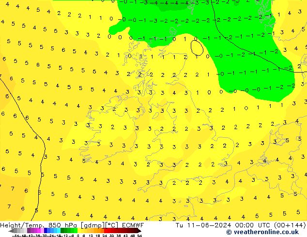 Z500/Regen(+SLP)/Z850 ECMWF di 11.06.2024 00 UTC