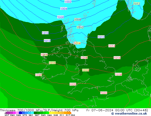 Thck 700-1000 hPa ECMWF ven 07.06.2024 00 UTC