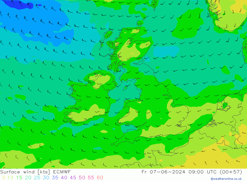 Vent 10 m ECMWF ven 07.06.2024 09 UTC