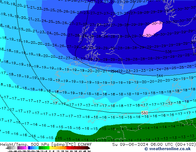 Z500/Rain (+SLP)/Z850 ECMWF Ne 09.06.2024 06 UTC