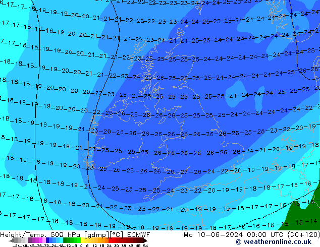 Z500/Rain (+SLP)/Z850 ECMWF Mo 10.06.2024 00 UTC