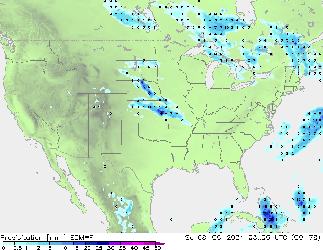 Niederschlag ECMWF Sa 08.06.2024 06 UTC