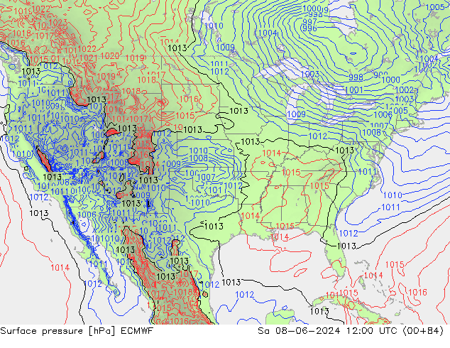 Surface pressure ECMWF Sa 08.06.2024 12 UTC