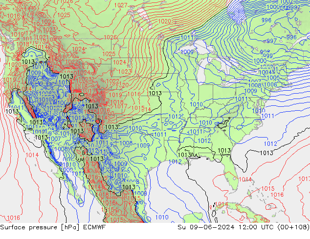 pression de l'air ECMWF dim 09.06.2024 12 UTC