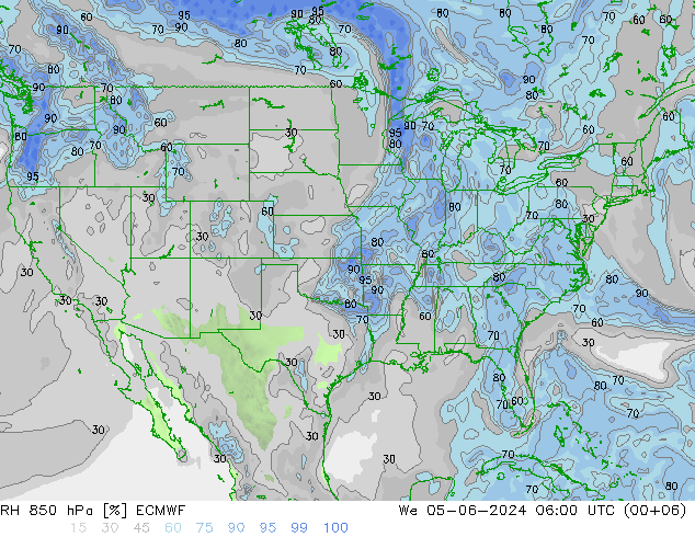 RH 850 hPa ECMWF We 05.06.2024 06 UTC