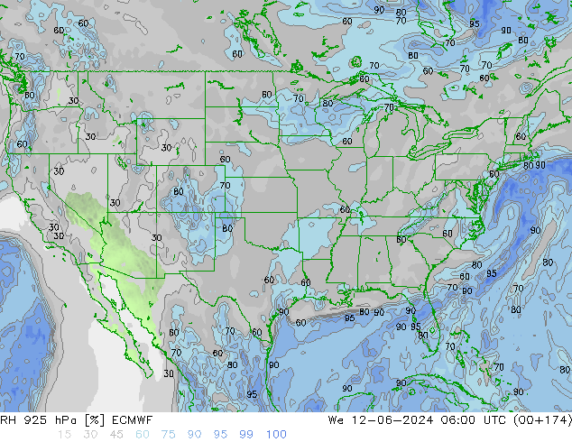 RH 925 hPa ECMWF śro. 12.06.2024 06 UTC