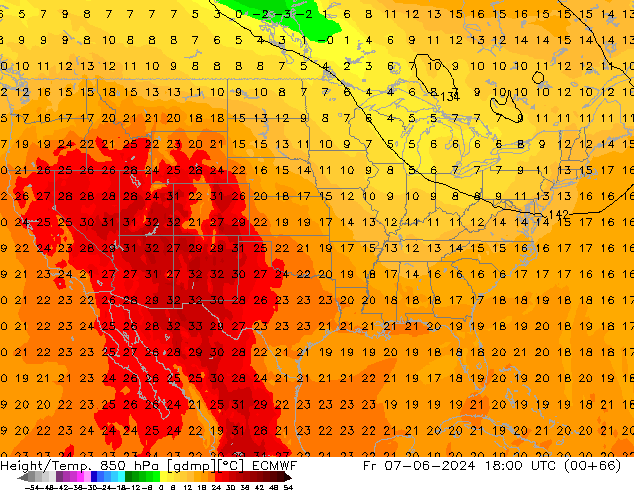 Z500/Rain (+SLP)/Z850 ECMWF vie 07.06.2024 18 UTC