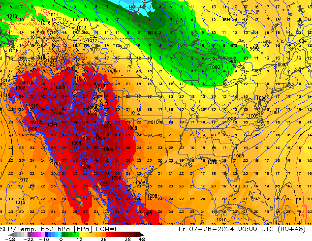 850 hPa Yer Bas./Sıc ECMWF Cu 07.06.2024 00 UTC