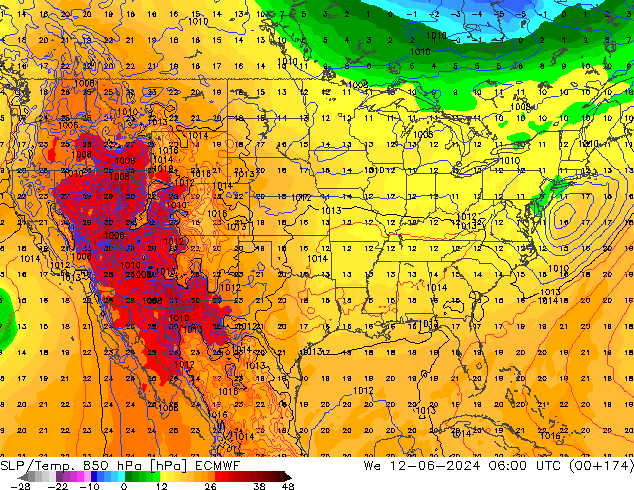 SLP/Temp. 850 hPa ECMWF We 12.06.2024 06 UTC