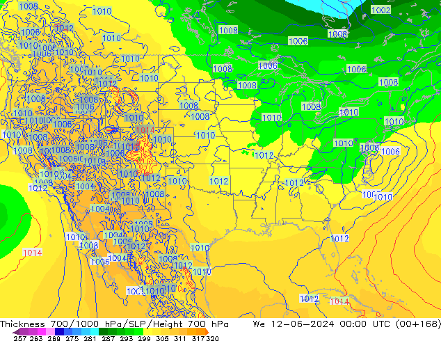 Thck 700-1000 hPa ECMWF We 12.06.2024 00 UTC