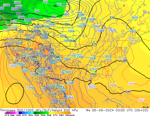 Thck 500-1000hPa ECMWF mer 05.06.2024 03 UTC