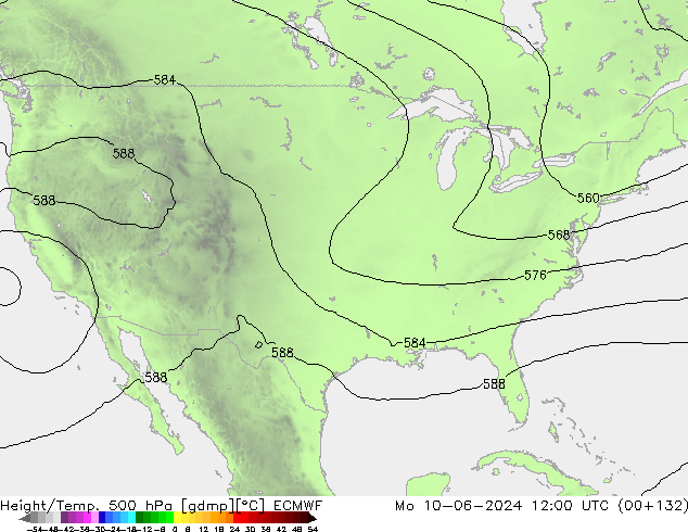 Z500/Yağmur (+YB)/Z850 ECMWF Pzt 10.06.2024 12 UTC