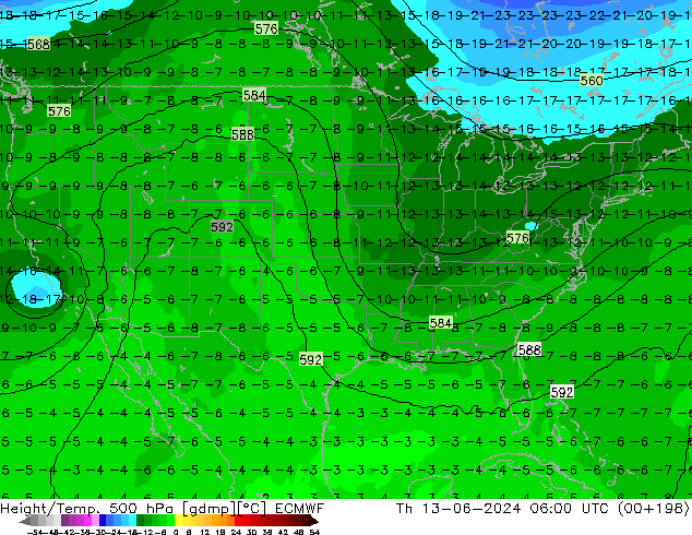 Z500/Rain (+SLP)/Z850 ECMWF jeu 13.06.2024 06 UTC