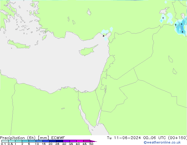 Precipitazione (6h) ECMWF mar 11.06.2024 06 UTC