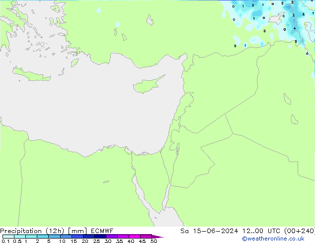 осадки (12h) ECMWF сб 15.06.2024 00 UTC