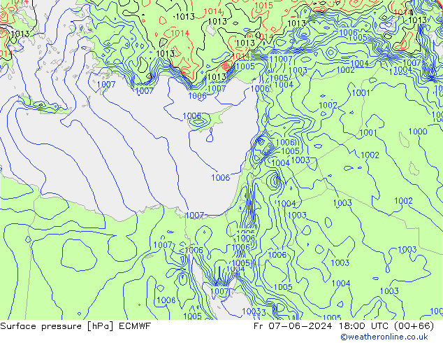 приземное давление ECMWF пт 07.06.2024 18 UTC