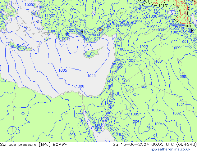 Pressione al suolo ECMWF sab 15.06.2024 00 UTC