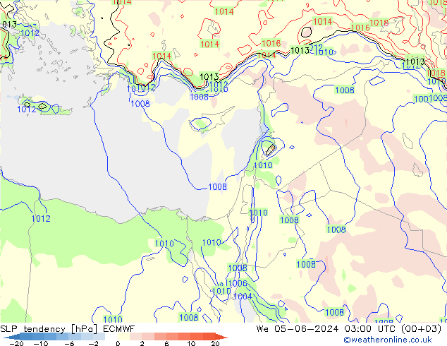 SLP tendency ECMWF We 05.06.2024 03 UTC