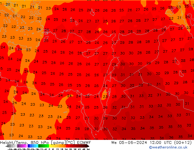 Z500/Rain (+SLP)/Z850 ECMWF St 05.06.2024 12 UTC