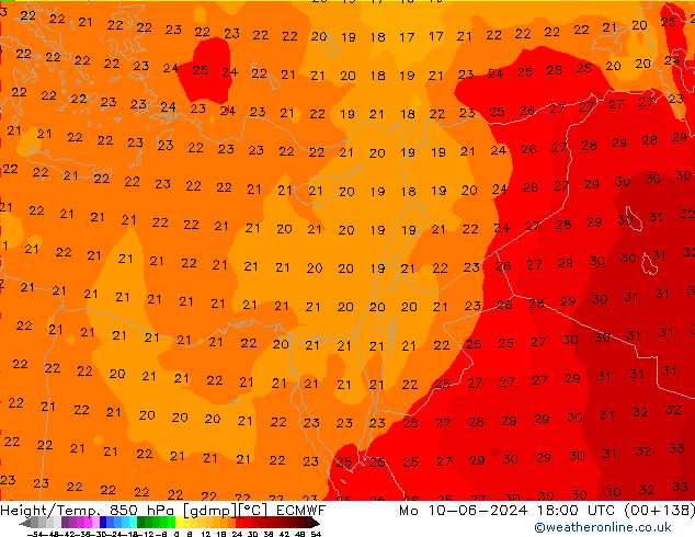 Z500/Rain (+SLP)/Z850 ECMWF lun 10.06.2024 18 UTC