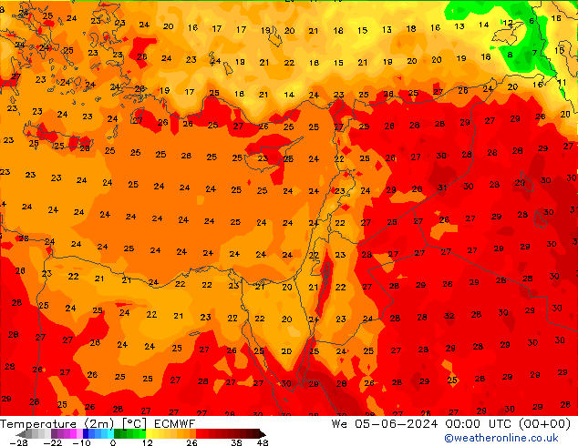 température (2m) ECMWF mer 05.06.2024 00 UTC