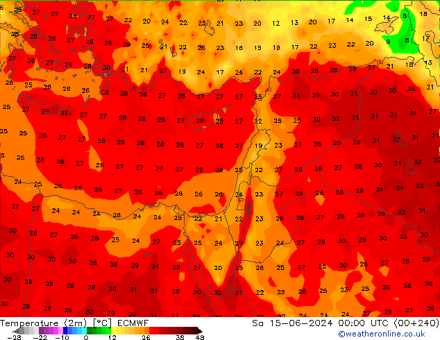 карта температуры ECMWF сб 15.06.2024 00 UTC