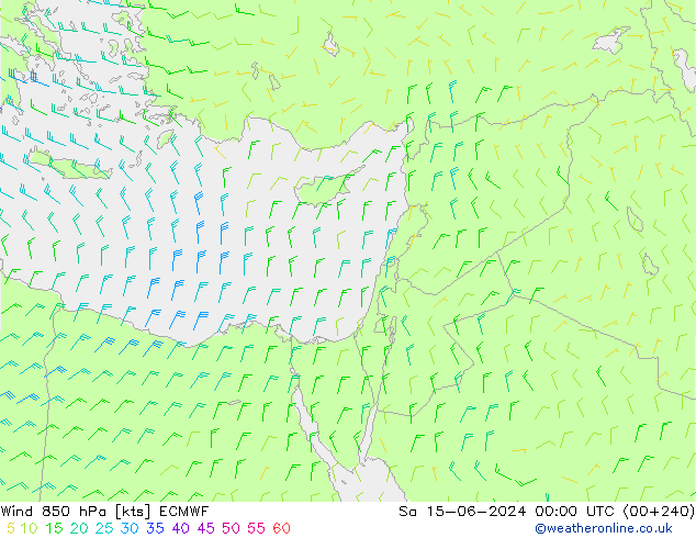 Wind 850 hPa ECMWF za 15.06.2024 00 UTC