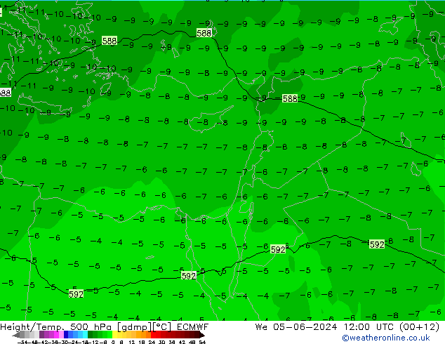 Z500/Rain (+SLP)/Z850 ECMWF St 05.06.2024 12 UTC