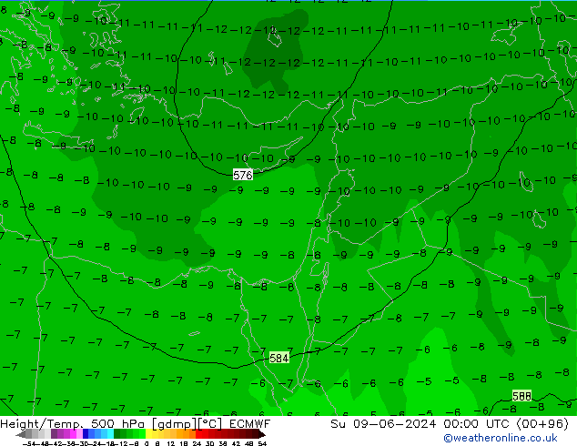 Yükseklik/Sıc. 500 hPa ECMWF Paz 09.06.2024 00 UTC