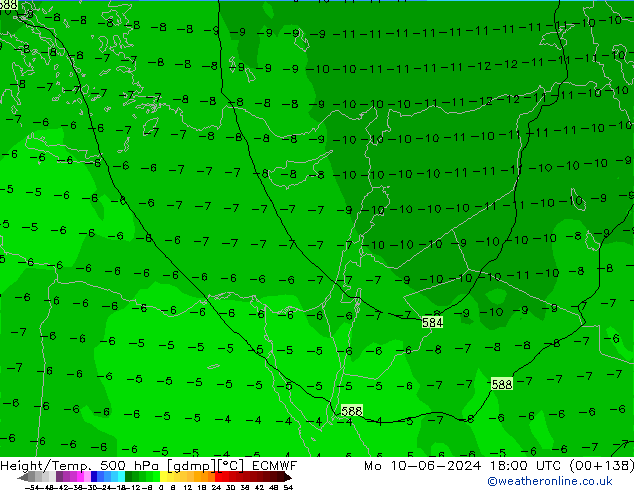 Z500/Rain (+SLP)/Z850 ECMWF lun 10.06.2024 18 UTC