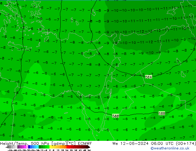 Z500/Rain (+SLP)/Z850 ECMWF St 12.06.2024 06 UTC