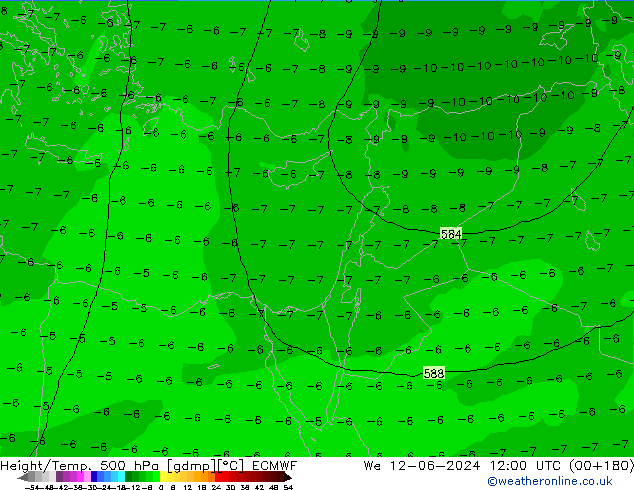 Height/Temp. 500 hPa ECMWF We 12.06.2024 12 UTC