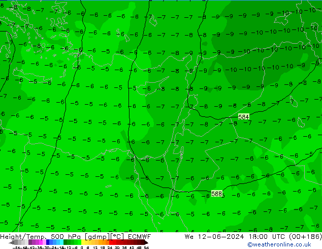 Z500/Rain (+SLP)/Z850 ECMWF Qua 12.06.2024 18 UTC