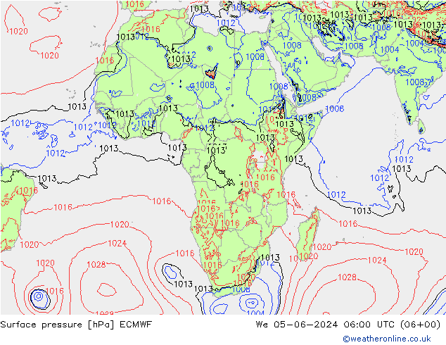 Surface pressure ECMWF We 05.06.2024 06 UTC