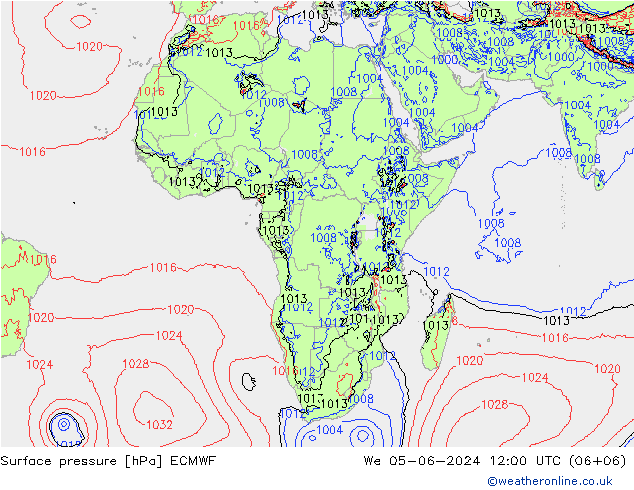 Pressione al suolo ECMWF mer 05.06.2024 12 UTC