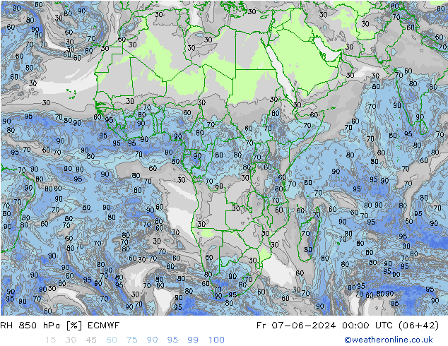 RH 850 hPa ECMWF Fr 07.06.2024 00 UTC