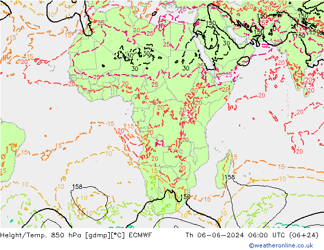 Z500/Rain (+SLP)/Z850 ECMWF gio 06.06.2024 06 UTC