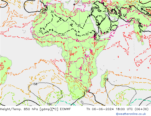 Height/Temp. 850 hPa ECMWF  06.06.2024 18 UTC