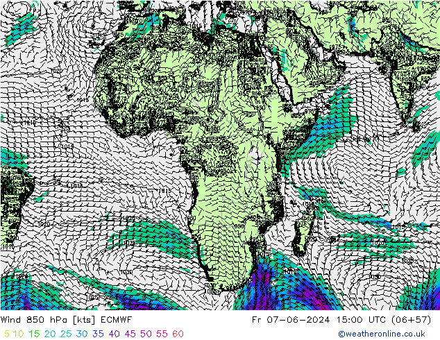 Viento 850 hPa ECMWF vie 07.06.2024 15 UTC