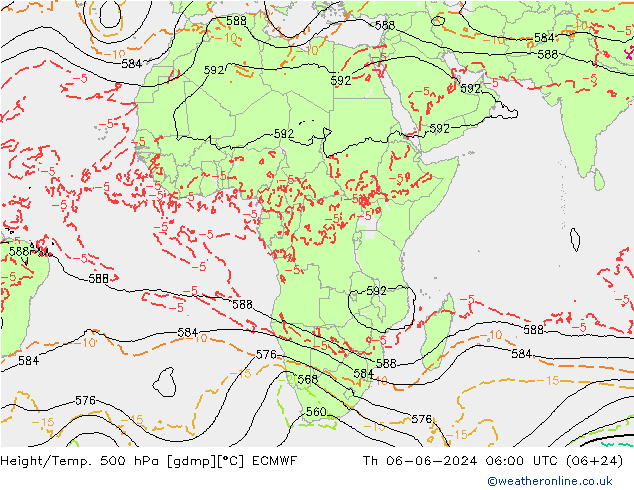 Z500/Rain (+SLP)/Z850 ECMWF gio 06.06.2024 06 UTC