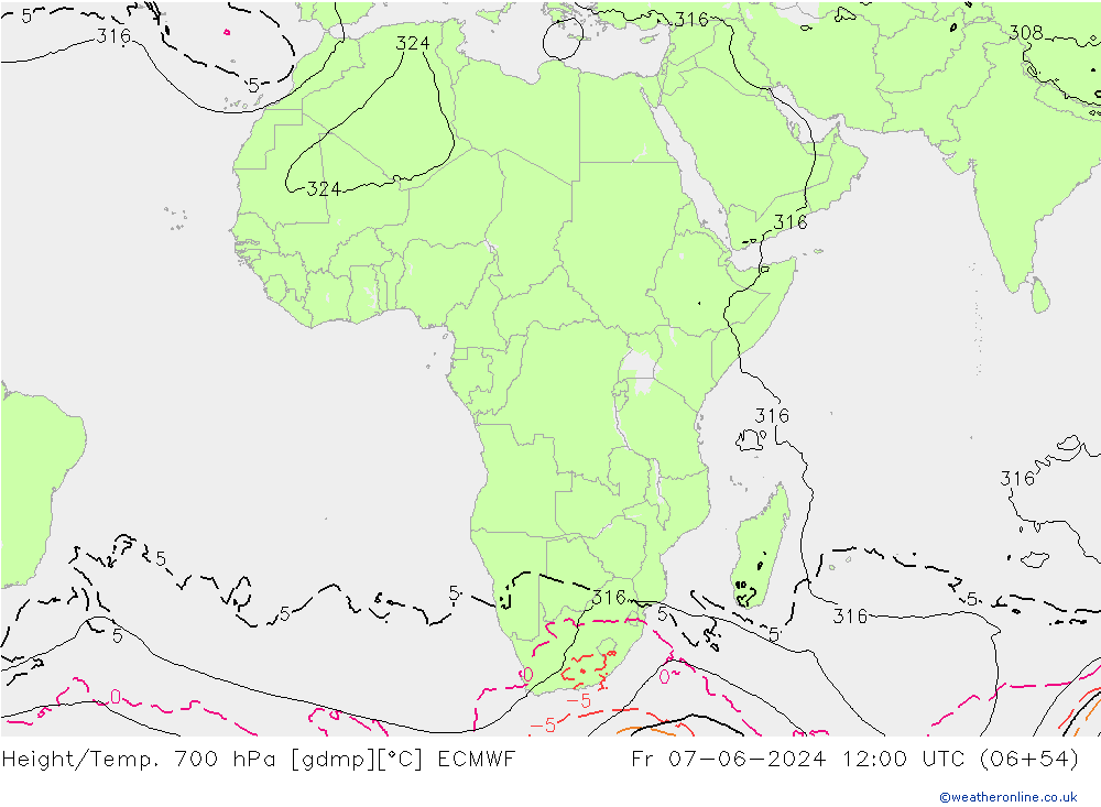 Yükseklik/Sıc. 700 hPa ECMWF Cu 07.06.2024 12 UTC