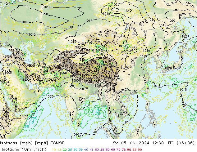 Isotachs (mph) ECMWF We 05.06.2024 12 UTC