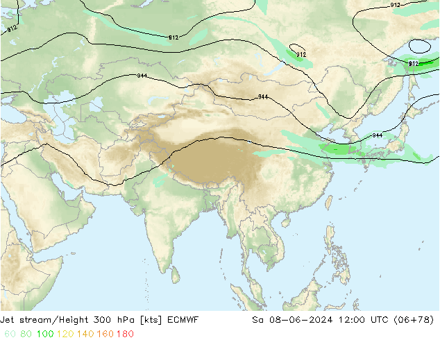 Jet stream/Height 300 hPa ECMWF Sa 08.06.2024 12 UTC