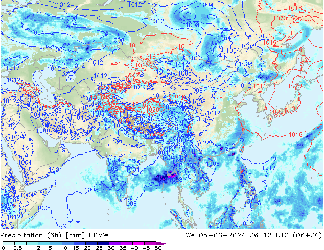 Z500/Rain (+SLP)/Z850 ECMWF Qua 05.06.2024 12 UTC